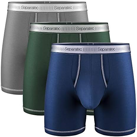 Separatec Мажите е Двојна Торбичка долна облека Удобност Мека Премиум Памук Модални Мешавина Боксер Кратко Pack 3