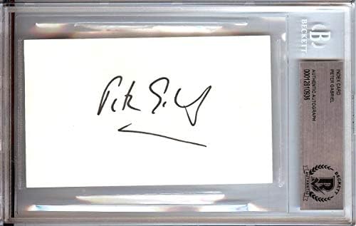Питер Габриел Потпишан Autographed 3X5 Индекс на Картичка Битие Музичка Легенда Beckett BGS