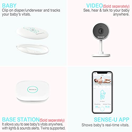 Смисла-U Бебе Монитор со Дишењето Rollover Движење Температурни Сензори: Пратите Вашето Бебе е Дишењето, Превртување, Температура
