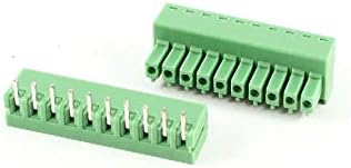 X-DREE Зелена 10Pin 3,5 мм Растојание PCB Завртка Terminal Block Конектор 300V 8A AWG22-16(Зелена 10Pin 3,5 мм Растојание PCB Conector
