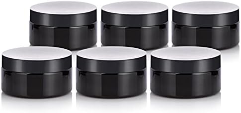 Црна PET Пластика (BPA Free) Refillable Низок Профил Jar - 8 мл (6 Парчиња)