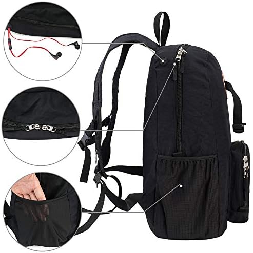 Homfu Свитлива Ранец За Патување Packable Daypack За Пешачење Кампување Водоотпорен Лесни Црна Торба