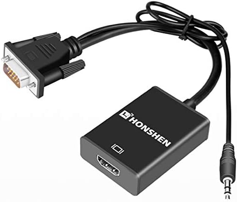 VGA да HDMI Адаптер Конвертор со Аудио Поддржува 1080P VGA Машки да HDMI Женски Аудио Видео Конвертор-Кабел за Поврзување на КОМПЈУТЕР,