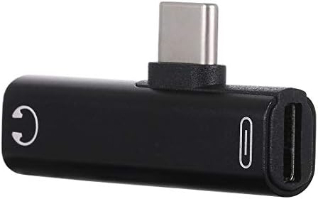 Dmtrab 2 во 1 USB-C/Тип-C Машки да USB-C/Тип-C Женски 3.5 mm Џек за Полнење Слушање Адаптер (Црна) Слушалка (Боја : Црна)