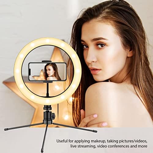 Светла Selfie Прстен Три-Боја на Светлина Работи за Алкател 5 10 Инчен со Далечински управувач за Live Stream/Шминка/YouTube/TikTok/Видео/Снимање