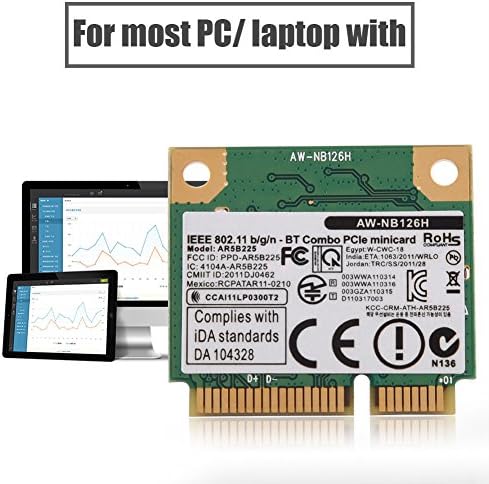 300 Mbps Bluetooth WiFi Картичка, 2 во 1 Безжична PCIE Мрежна Картичка, 2.4 G Bluetooth 4.0 Компјутерски Мрежни Адаптери за PC/ Лаптоп