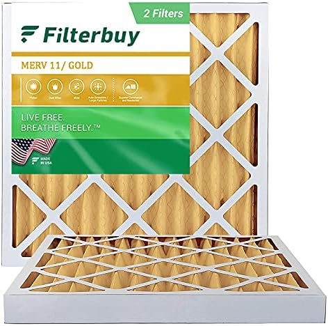 Filterbuy 11.25x11.25x2 Филтер за Воздух MERV 11, Pleated HVAC AC Печка Филтри (2-Pack, Злато)