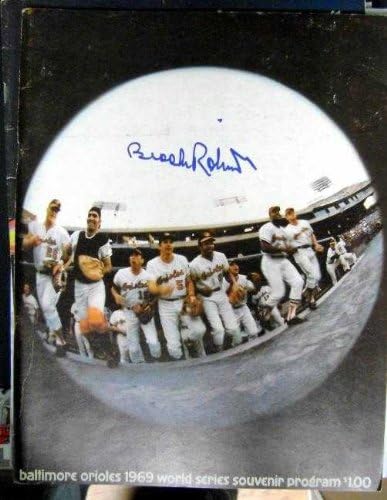 1969 Светската Серија Програма оригиналот (Mets наспроти Orioles) autographed од Брукс Робинсон Davey Џонсон Elrod Hendricks Затегнување