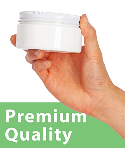 8 мл Бело PET Пластика (BPA Free) Низок Профил Тегла со Бели Метални Капаци (12 парчиња) Refillable Празни Контејнери за Складирање