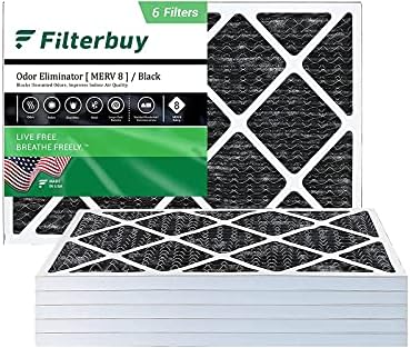 Filterbuy 18x20x1 Филтер за Воздух MERV 8 (Алерген Мирис Eliminator), Pleated HVAC AC Печка Филтри со Активиран Јаглерод (6-Pack,