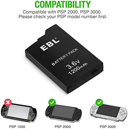 EBL 3.6 V Литиум Јонска Батерија на Пакет Заменетата Батерија 1200mAh Компатибилен со Sony PSP 2000/3000 PSP-S110 Конзола
