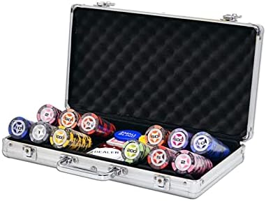 HSTFR 300pcs Покер Чипови Сет со Алуминиумска Случај 14G Глина Казино, Покер Чипови за Играње Картичка блек џек Игри