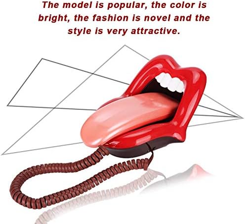 PUSOKEI Црвено Големи Јазик Ретро Телефон Земјени,Креативни Црвени Усни Телефон,Единствена Секси Декорација Жичен Земјени со Број