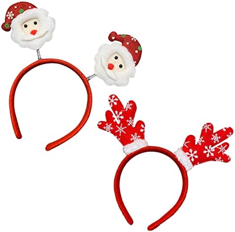 2 Пакет на Божиќ Headbands со Дедо Мраз & Еленски Дизајн за Божиќ и Празник Партии