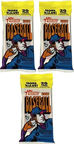 3 ПАКЕТИ: 2021 Topps Наследство MLB Бејзбол VALUE pack (20 картички/pk)