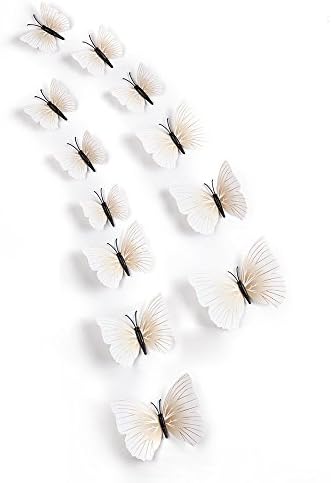 12pc Home 3d Пеперутка Ѕид Налепници со Магнет, Едноставен, Светол Дизајн на Пеперутка, за Декорација Детска Соба, Спална соба,тв,фрижидер