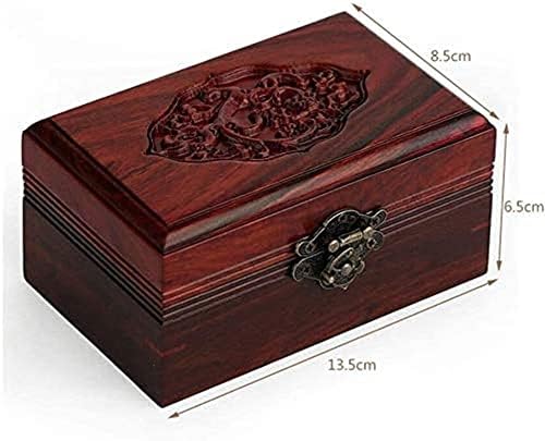 SMSOM Накит Кутија, Дрвена Кутија за Накит, Преносни Патување Накит Организатор Кутија за Чување Носителот Кутија за Прстени, Ѓердани,