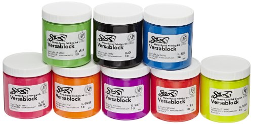Sax 457451 Versablock на база на Вода Флуоресцентни Блок Печатење со Мастило, 8 Унци, Избрани Бои, Сет од 8