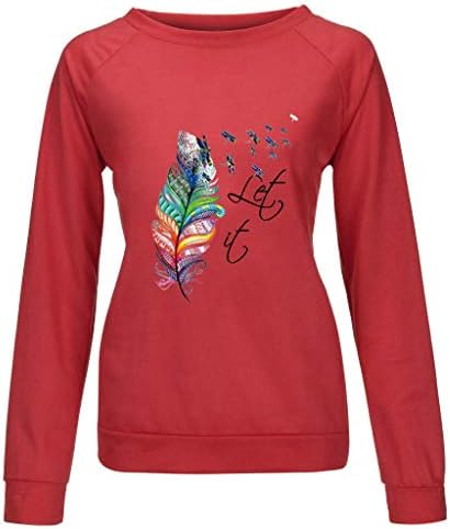 Nulairt Жените Crewneck Sweatshirt,Модата Жените Печатени Долг Ракав Pullover Блузи Смешно Графички Кошули Секојдневен Џемпери