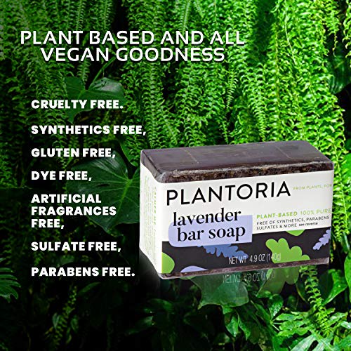 Plantoria Лаванда Природен Сапун Бар | Смирување на Растенијата врз Основа Чисто Тело Сапун | Смирувачки Против Габични Сапун за