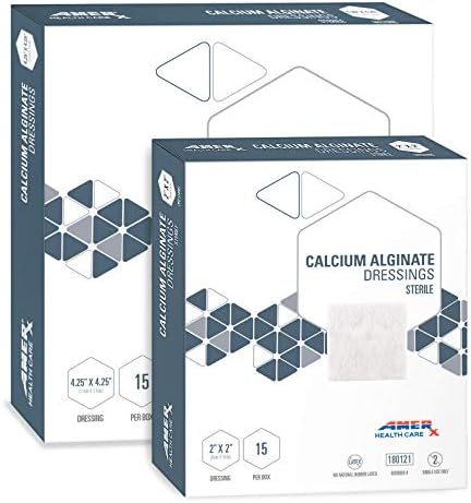 AMERX - Калциум Alginate - Рана Облекување Влошки - Не Лепило Влошки - Апсорбира до 20x неговата Тежина во Течност за Притисок и