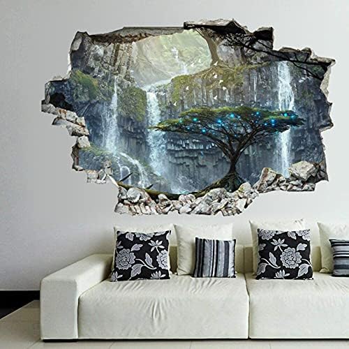 Водопади Камења Crag 3D Ѕид Налепници Mural Удрил Ѕид Уметност Отстранлив Постер Винил decals За Спалната соба Дневна Соба Playroom