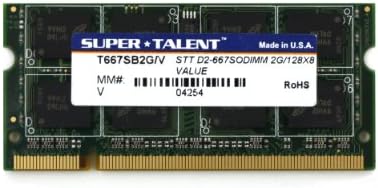 Супер Талент DDR2-667 SODIMM 2GB/128 x 8 Вредност Лаптоп Меморија T667SB2G/V