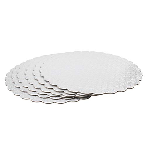 Tebery 15 Пакет Круг Торта Одбори 10-инчен Премиум Сребро Торта Кругови Картон Scalloped Торта Круг База
