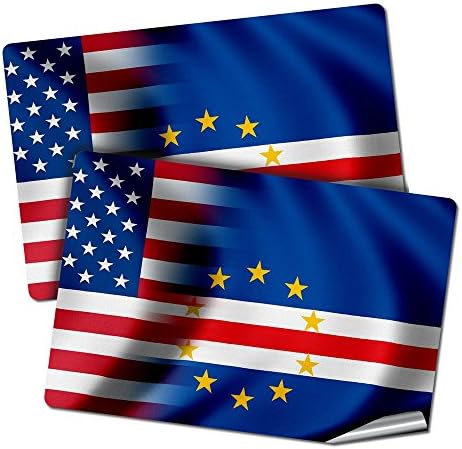 ExpressItBest 2x3 Decals/Налепници со Знаме од Кејп Верде - Бранови w САД Знаме - Долготрајни Премиум Квалитет