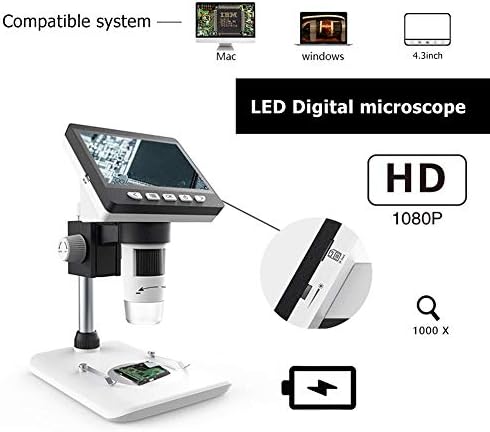 CESULIS Микроскоп 1000X 4.3 инчен 8 LCD Светлина Дигитален Микроскоп HD 1080P Десктоп Лемење на Електронските Зголемувачот Величаат