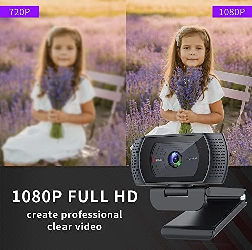 Angetube 1080P Камера со Двоен Микрофон & Приватност Покрие -2021 Автофокус Компјутер, Камера за Лаптоп/Десктоп Mac,USB PC Web Камери