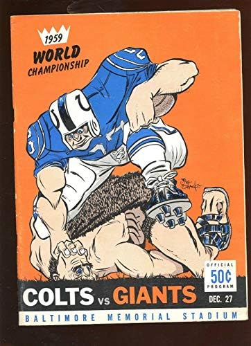 Dec 27 1959 година МАК Шампионатот Игра Програма Њујорк Гиганти во Балтимор Colts ЕКС - МАК Програми