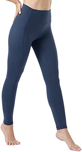 ONGASOFT Жени Висока Половината Јога Тренингот Leggings Стомак Контрола Бранеа Мека Тесни Панталони со Странични Џебови