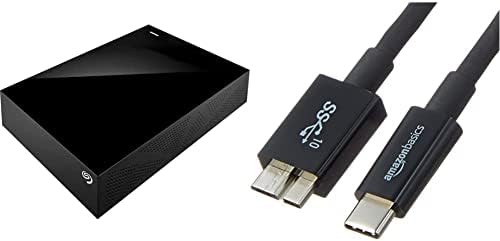 Seagate Десктоп 8TB Надворешен Тврд Диск HDD USB 3.0 за персонален КОМПЈУТЕР Лаптоп и Mac (STGY8000400) & Basics USB Тип-C до Микро-Б