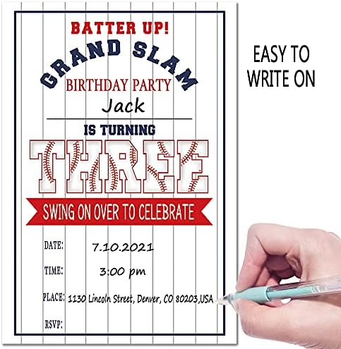 3-ти Роденден Покани со Коверти – Тесто До Бејзбол Партија Покани, Безбол Партија Украси– 20 Картички Со Коверти（bq-03）