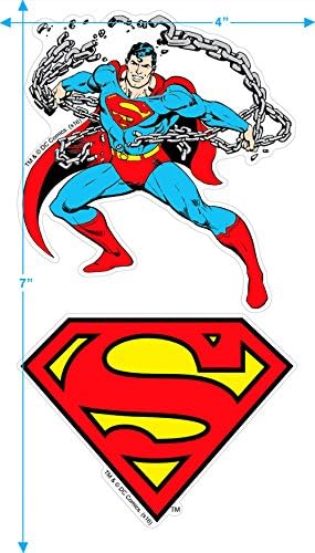 Супермен Класичен Логото Се Повлече Над Качулка Sweatshirt & Налепници