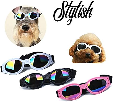 CHULAI 3Pcs Стилски Милениче Очила Кул Куче очила за сонце Куче Doggles Водоотпорен Windproof Eyewear УВ Заштита за очила со Песот