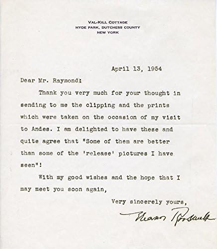 Првата Дама Eleanor Рузвелт - Напишале Писмо Потпишано 04/13/1954