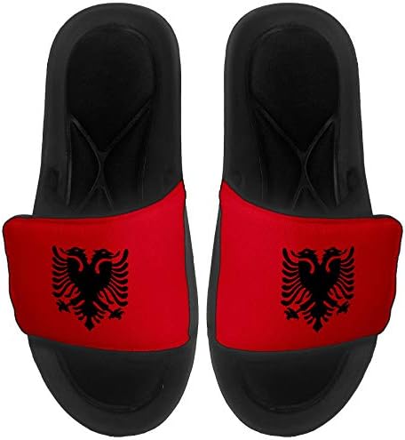 ExpressItBest Cushioned slide (Слајд)-За Сандали/Слајдови за Мажи, Жени и Млади - Знамето на Албанија (албанската) - Албанија Знаме