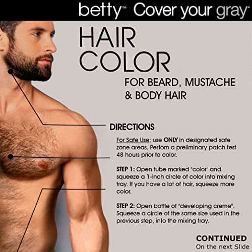 Бети Покрие Вашиот Сива Mens Боја на Косата за Брада, Мустаќи & Тело, Коса Црна