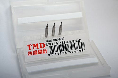 (за Меѓународни Купувачот) Тајван MicroDrill, Микро Вежба, 0.100 x 1.5 L; 4 мили, 0.004; Толеранција: +0 ~ -2 um (+0 ~ -0.002 mm)