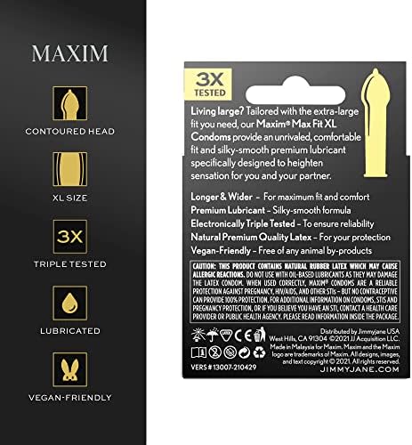 МАКСИМ Макс Одговара XL Премиум Подмачкано Кондоми, поголема Трајност & Заштита, Природни Премиум Квалитет Латекс, Вегетаријанци-Пријателски,