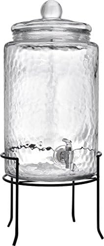РК Класичен Зачукуваше Стакло Мраз Студени Пијалаци Пијат Фармацевт - 3 Литри, Со Стаклен Капак и Антички Метал Стојат, Течење