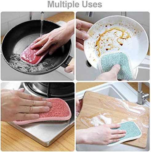 6 Pack Кујна Чистење Сунѓери за Обновливи Не-Нула Микрофибер Сунѓерот Тешки Перење Подлога за Чистење на Кујната, Мултифункционални