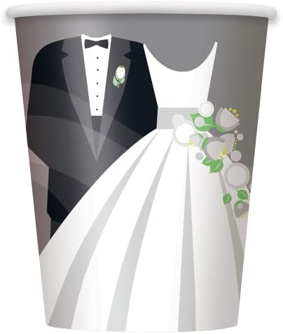 9oz Сребрена Свадба Хартиените Чаши, 8ct