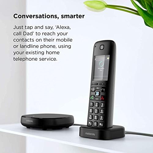 Motorola AXH01 DECT 6.0 Smart Cordless Телефон и Секретарка со Алекса Изградена-во – 1 Cordless Handset Вклучени