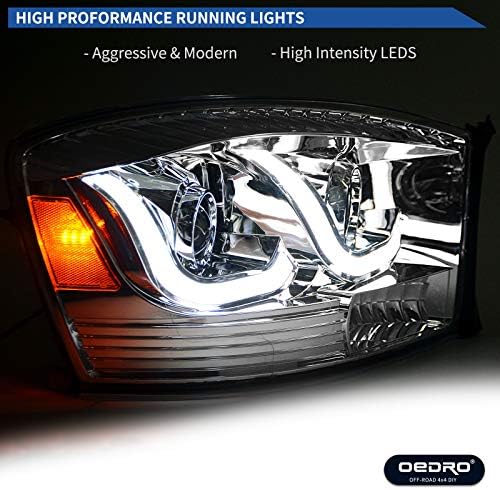 OEDRO LED Светлата Собранието Компатибилен со 2006-2009 Dodge Рам 1500 2500 3500 Фарови предните Светла Хром Домување Предни Светла