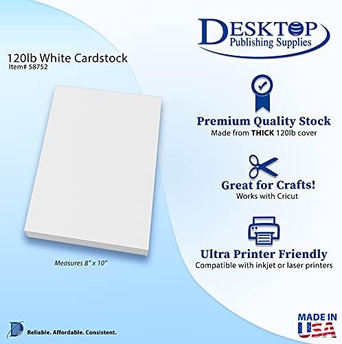 Бела 8 x 10 Cardstock - Празно СУПЕР Дебела Хартија - Тешка категорија 120lb Покрие Карта на Акции за Inkjet & Ласерски Печатач -