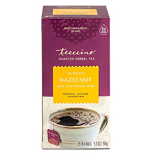 Teeccino Билен Чај – Лешник – Rich & Печено Билен Чај Тоа е Кофеинот Слободни & Prebiotic за Природна Енергија, 25 Чај Кеси (Пакување од 3)