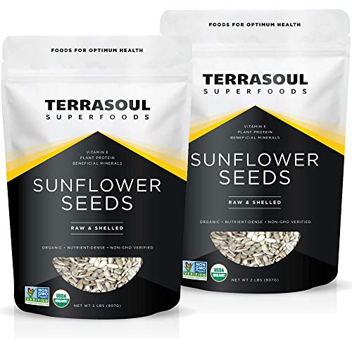 Terrasoul Superfoods Органски Семки Од Сончоглед, 4 Lbs (2 Парчиња) - Белено | Свежа | Витамин Е